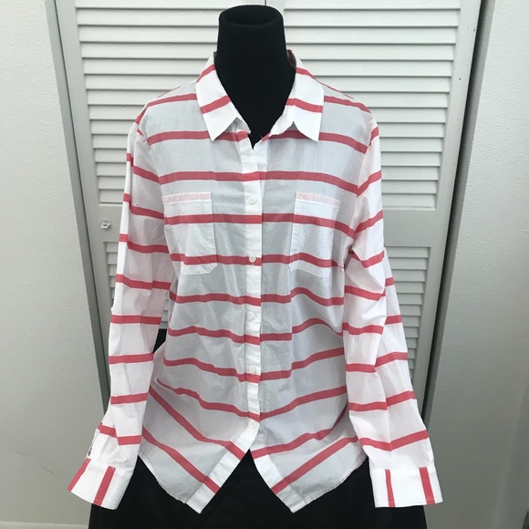 Jaclyn Smith Tops - Jaclyn Smith Red/White Striped Long Sleeve Blouse